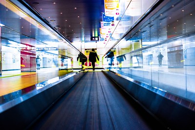 A woman walking towards the future